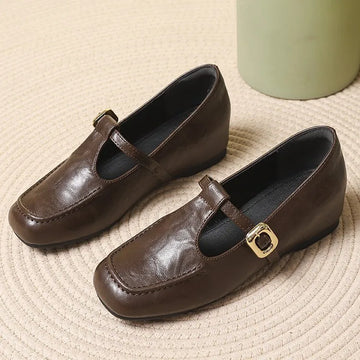 Xajzpa Low Heels Retro Woman Shoes British Style Female Footwear Soft All-Match Clogs Platform Increas Height Preppy Dress Creepers Wed